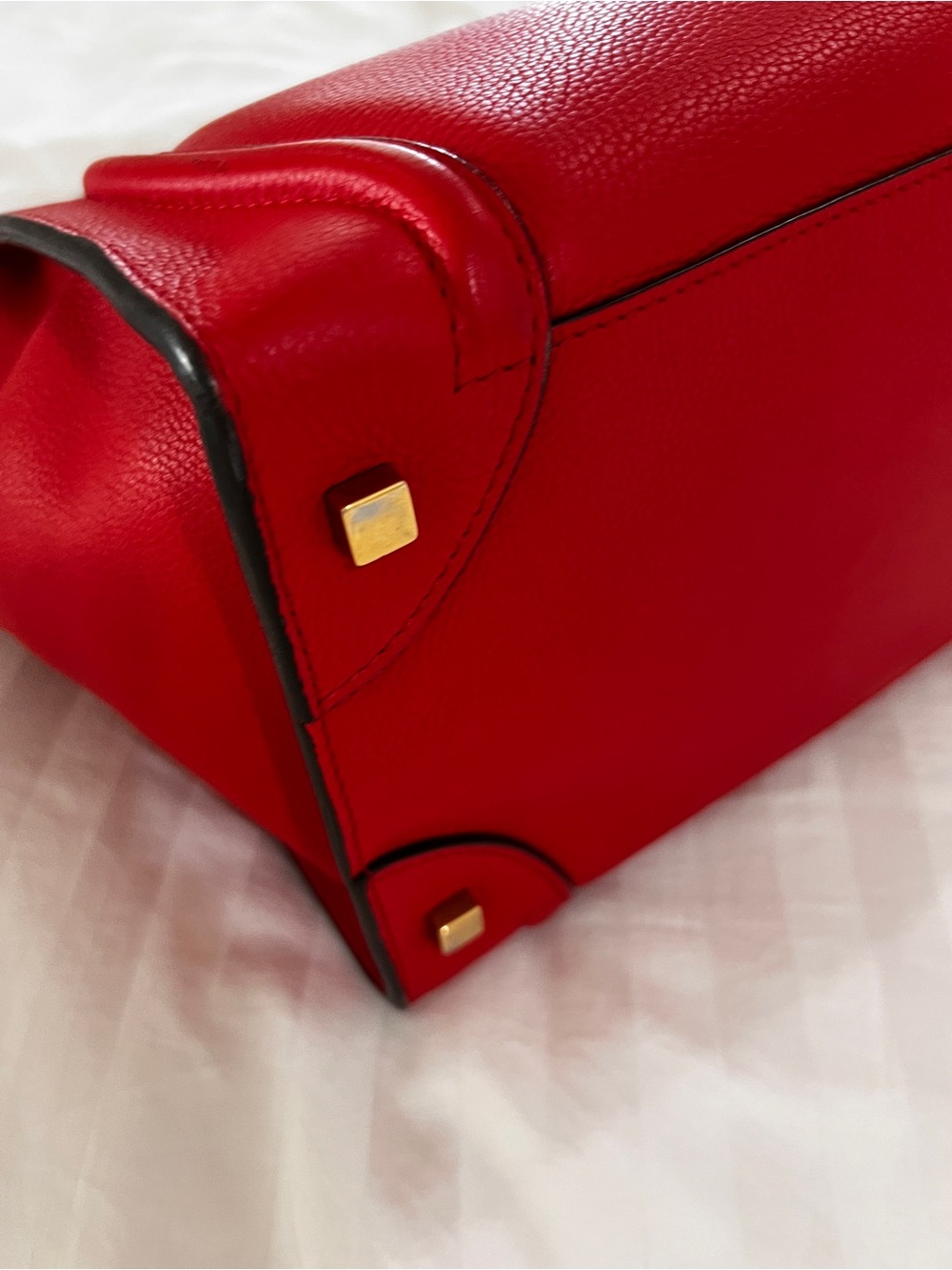 Celine Red Leather Mini Luggage Tote - Picture 8 of 16